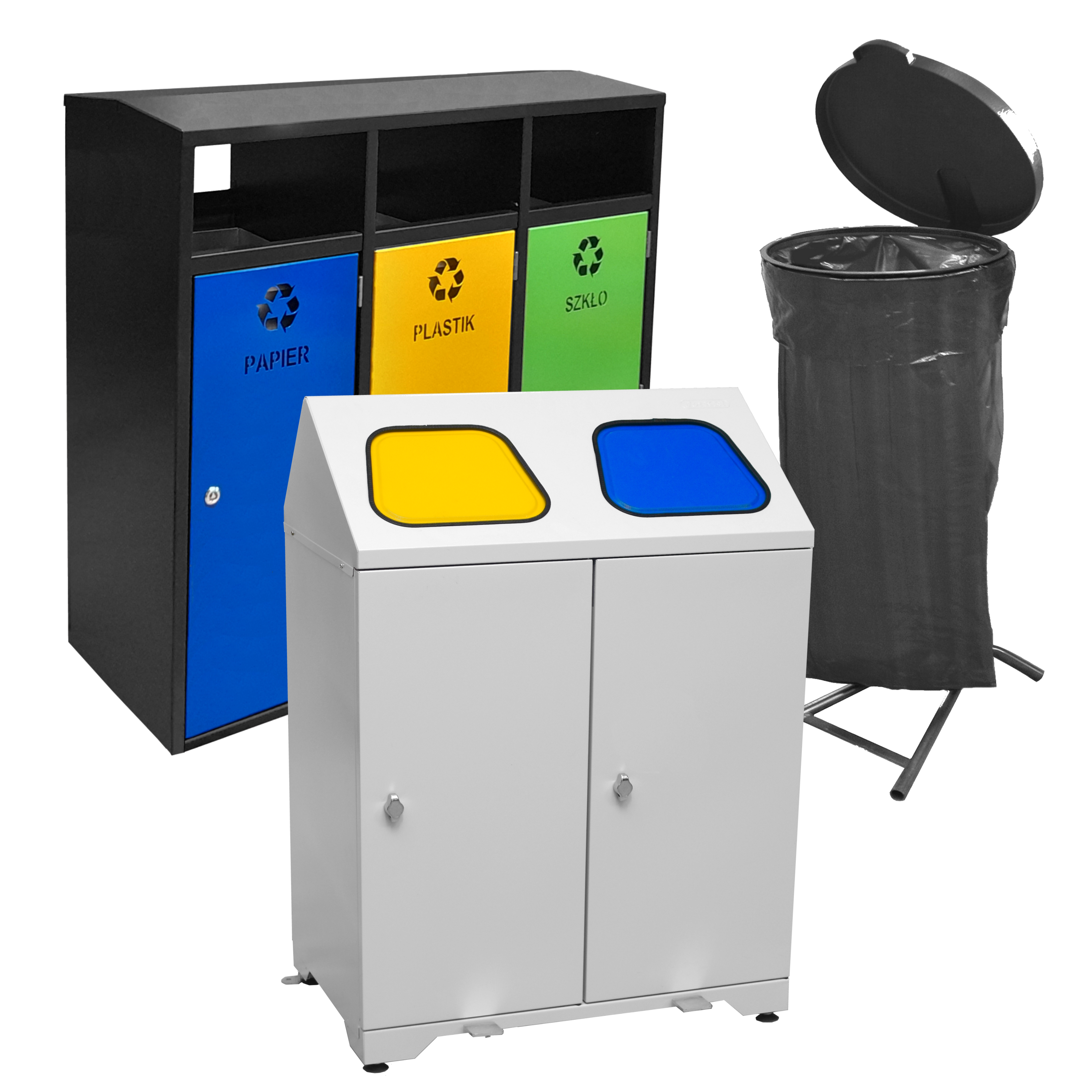 ENV - waste sorting, metal rubbish bins